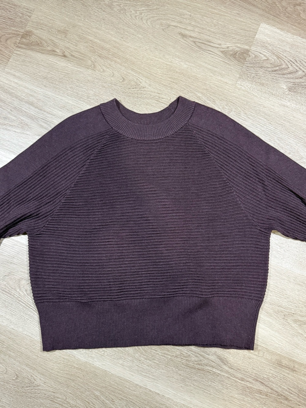 Ribbed Crewneck Sweater in Deep Plum